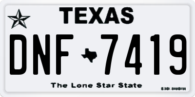 TX license plate DNF7419