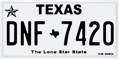 TX license plate DNF7420