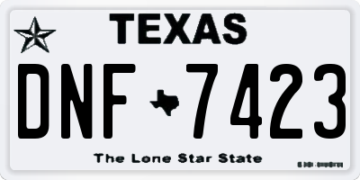 TX license plate DNF7423
