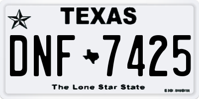 TX license plate DNF7425
