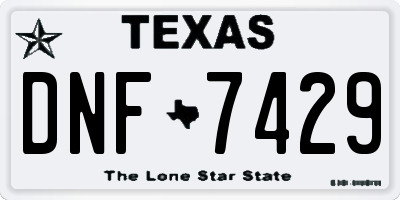 TX license plate DNF7429