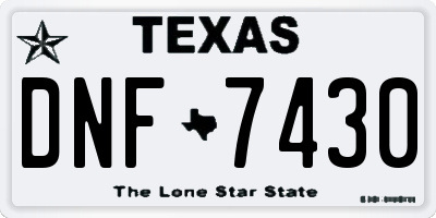 TX license plate DNF7430