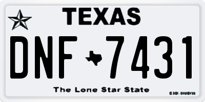 TX license plate DNF7431