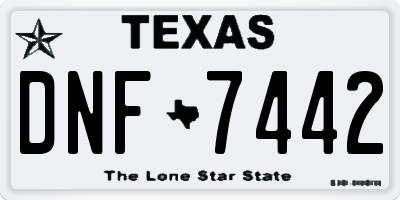 TX license plate DNF7442