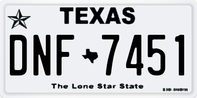 TX license plate DNF7451