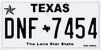 TX license plate DNF7454