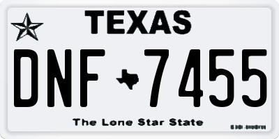 TX license plate DNF7455
