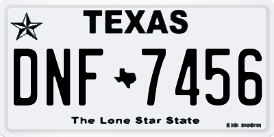 TX license plate DNF7456