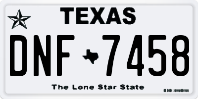 TX license plate DNF7458