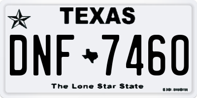 TX license plate DNF7460