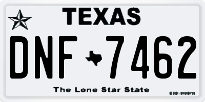 TX license plate DNF7462