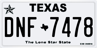 TX license plate DNF7478