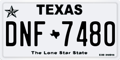 TX license plate DNF7480