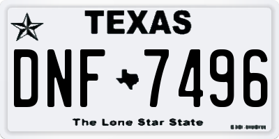 TX license plate DNF7496