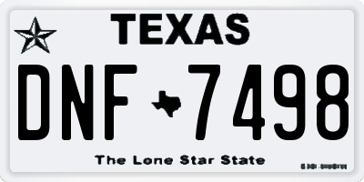 TX license plate DNF7498