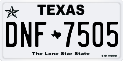 TX license plate DNF7505