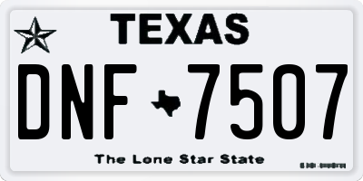 TX license plate DNF7507