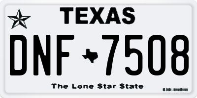 TX license plate DNF7508