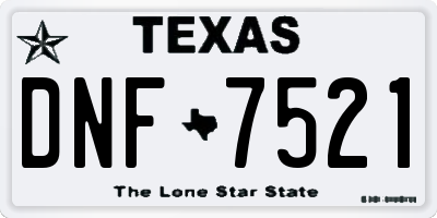 TX license plate DNF7521