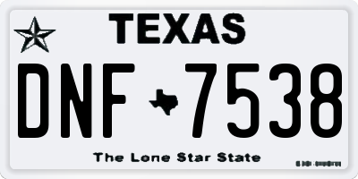 TX license plate DNF7538