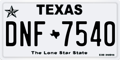 TX license plate DNF7540