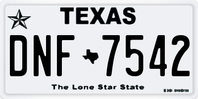 TX license plate DNF7542