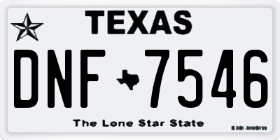 TX license plate DNF7546