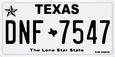 TX license plate DNF7547