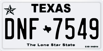 TX license plate DNF7549