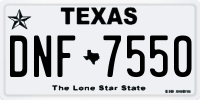 TX license plate DNF7550