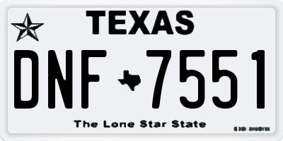 TX license plate DNF7551