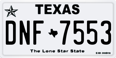 TX license plate DNF7553