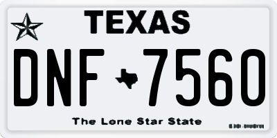 TX license plate DNF7560