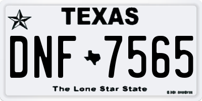 TX license plate DNF7565