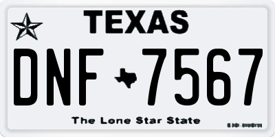 TX license plate DNF7567
