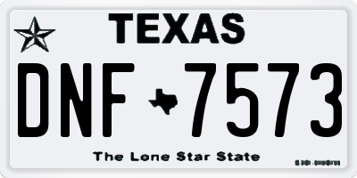 TX license plate DNF7573