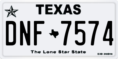 TX license plate DNF7574