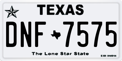 TX license plate DNF7575