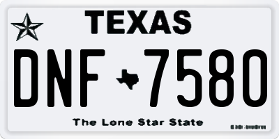 TX license plate DNF7580