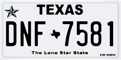 TX license plate DNF7581