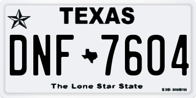 TX license plate DNF7604