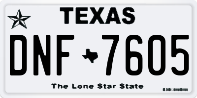TX license plate DNF7605