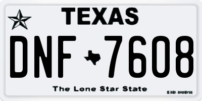 TX license plate DNF7608