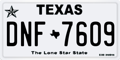 TX license plate DNF7609