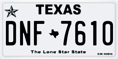 TX license plate DNF7610