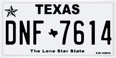 TX license plate DNF7614