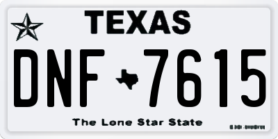 TX license plate DNF7615
