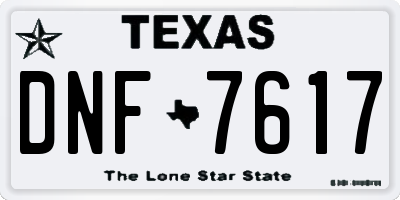 TX license plate DNF7617