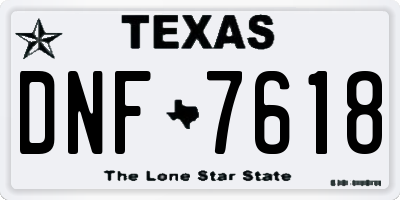 TX license plate DNF7618