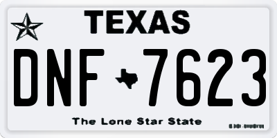 TX license plate DNF7623